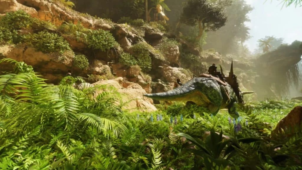 An image from Ark: Survival Ascended featuring a dinosaur.