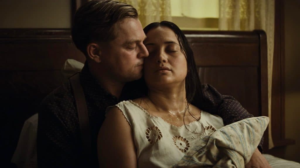 Leonardo DiCaprio and Lily Gladstone in Killers of the Flower Moon