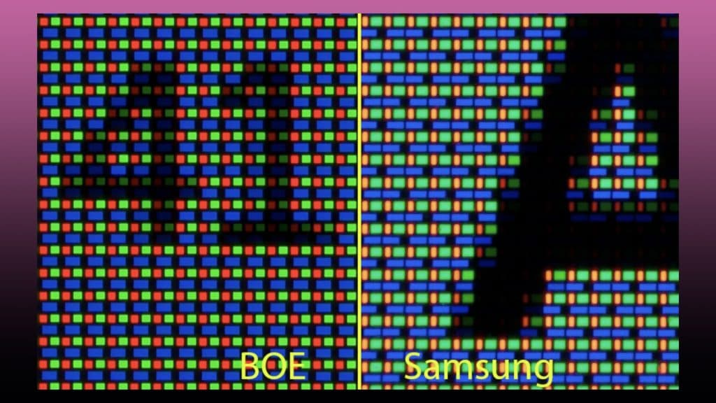 boe vs samsung screenshot showing pixels