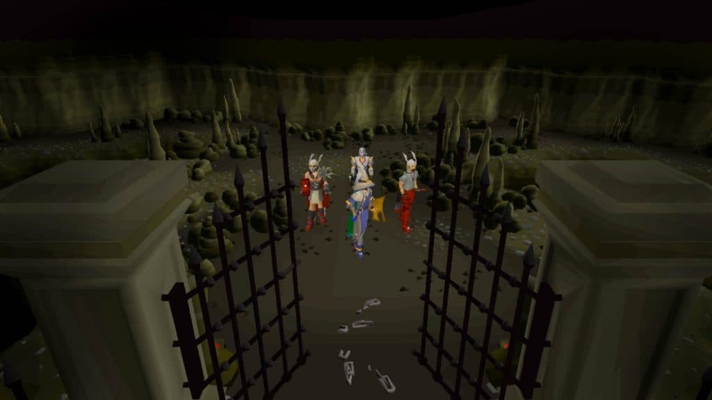An image from old school RuneScape featuring a group of characters.
