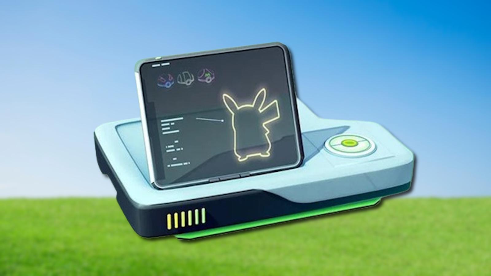 Pokemon Go storage symbol in front of meadow.