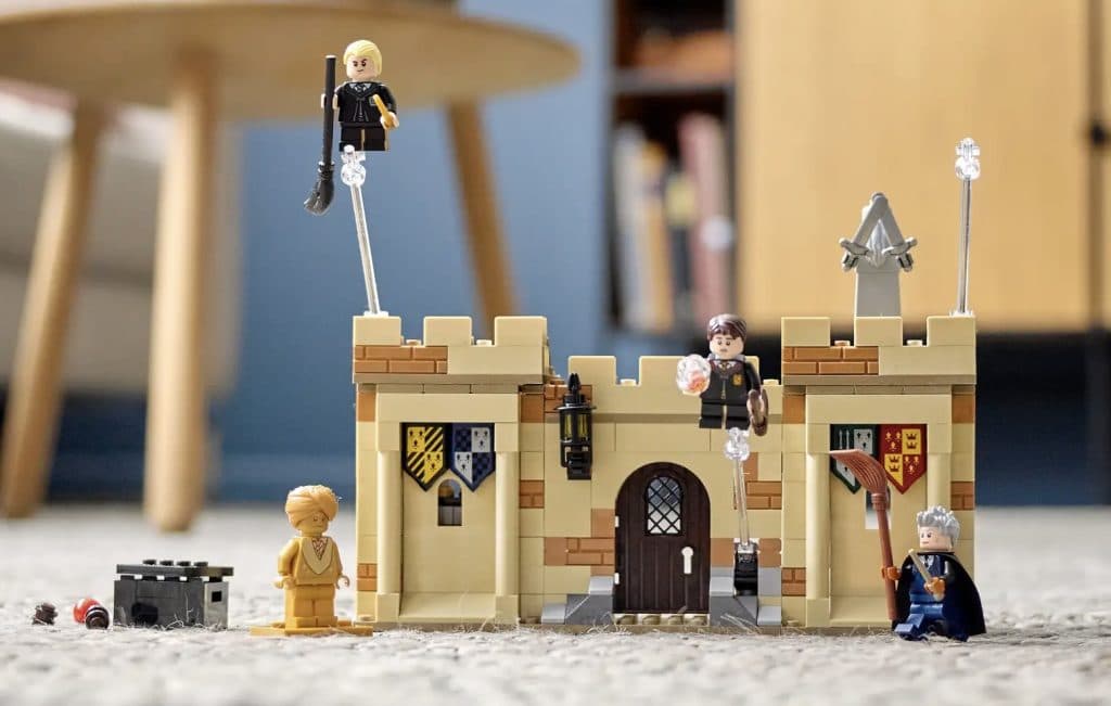 Harry Potter's first flying lesson, reinterpreted in LEGO format.