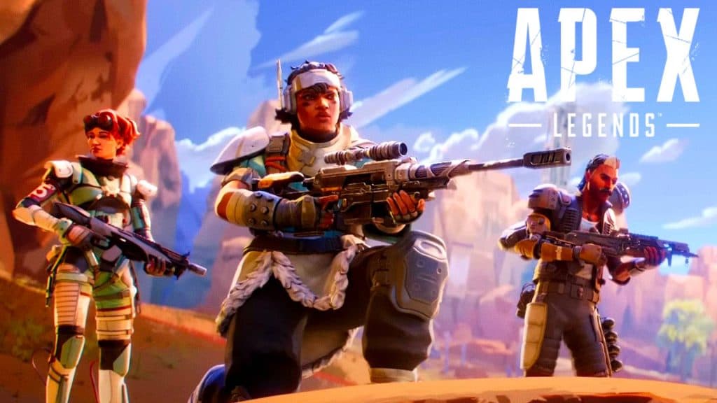Apex Legends trio of characters stood on hill