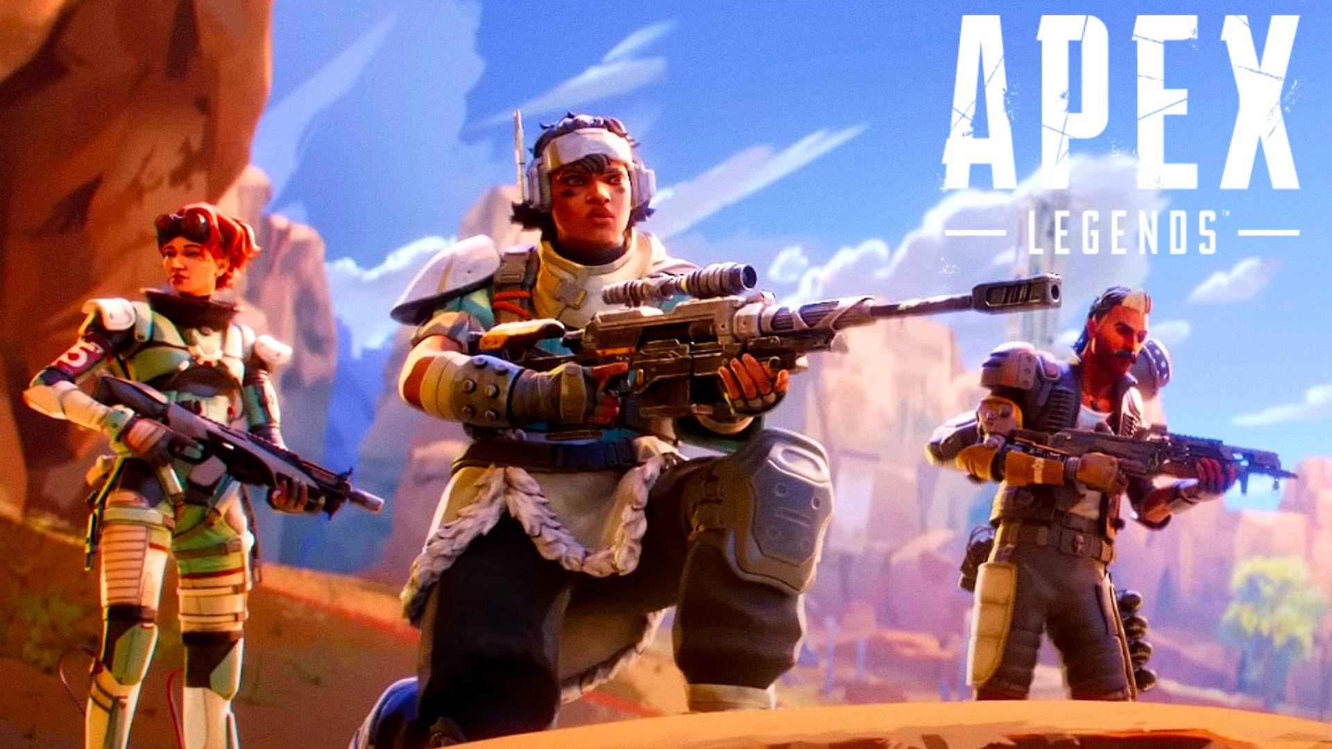 Apex Legends trio of characters stood on hill