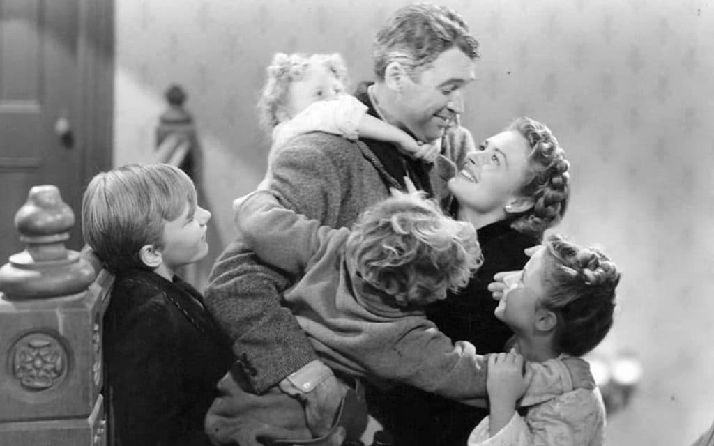 James Stewart and the cast of It's a Wonderful Life
