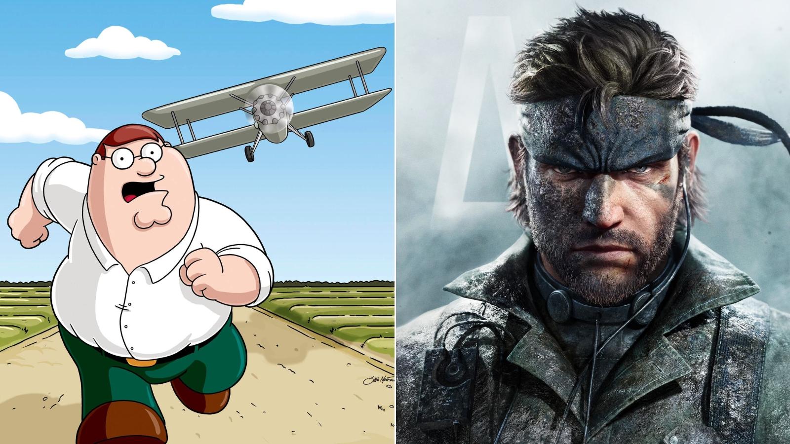 Peter Griffin from Family Guy and Solid Snake