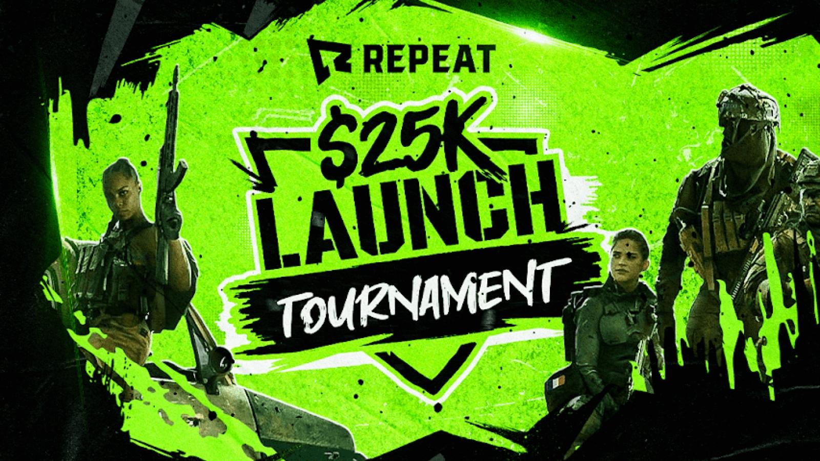 Repeat $25k Warzone launch tournament event poster