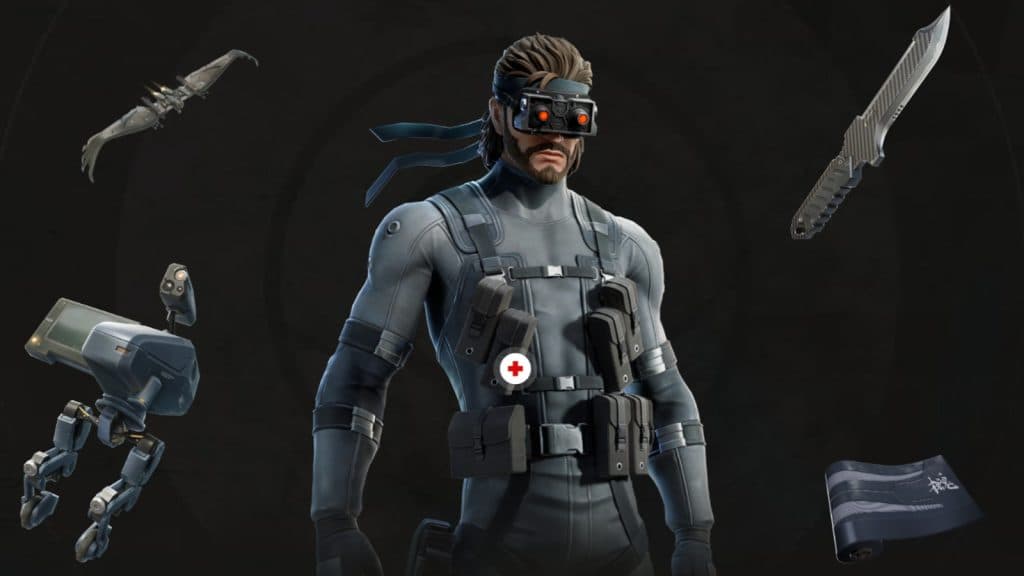 Solid Snake Fortnite Skin Style with night-vision goggles.