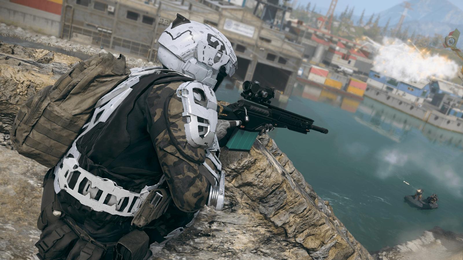 Futuristic soldier operator skin with sniper in MW3 and Warzone season 1.