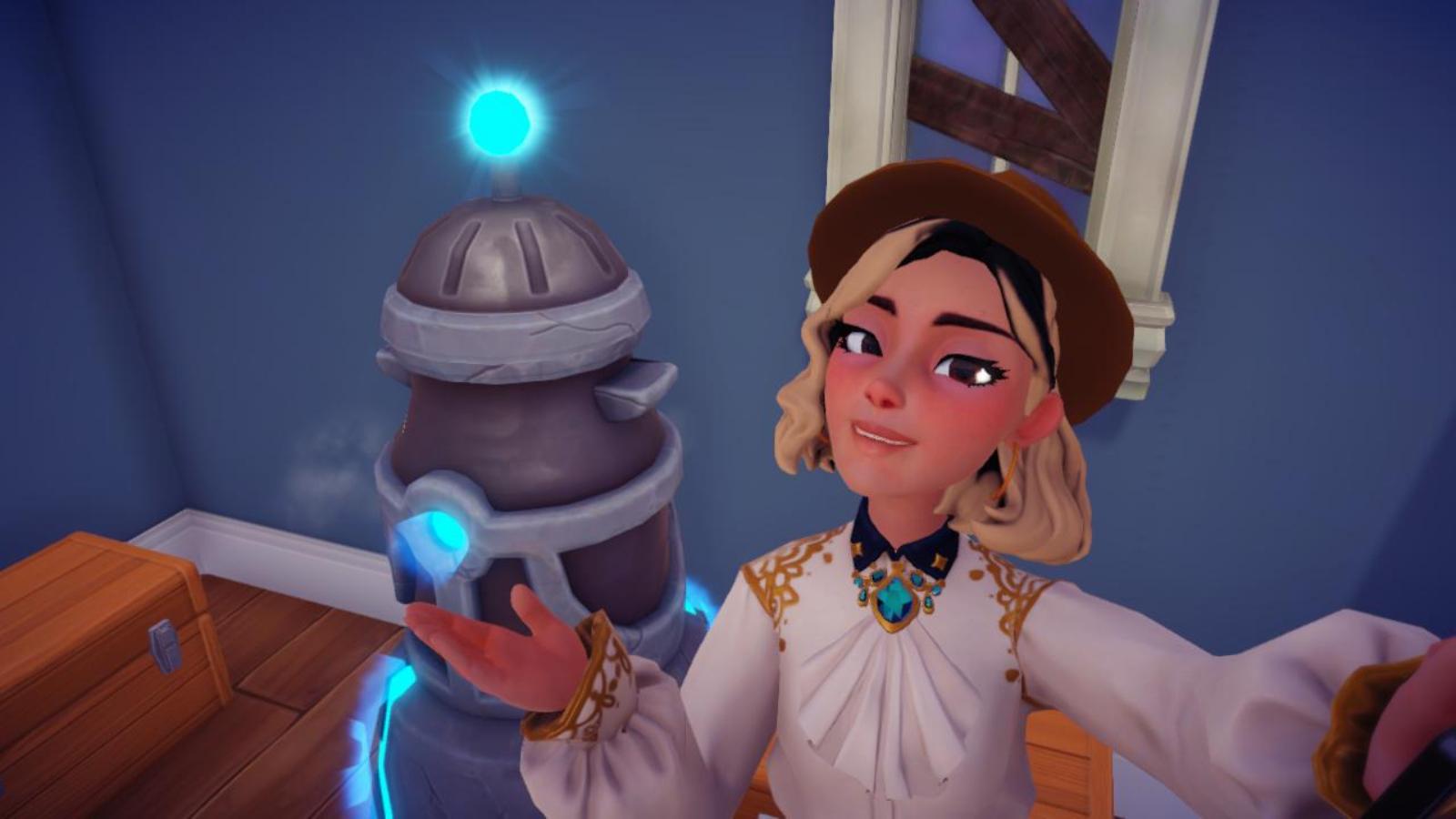 Selfie with a Basic Ancient Cooker in Dreamlight Valley