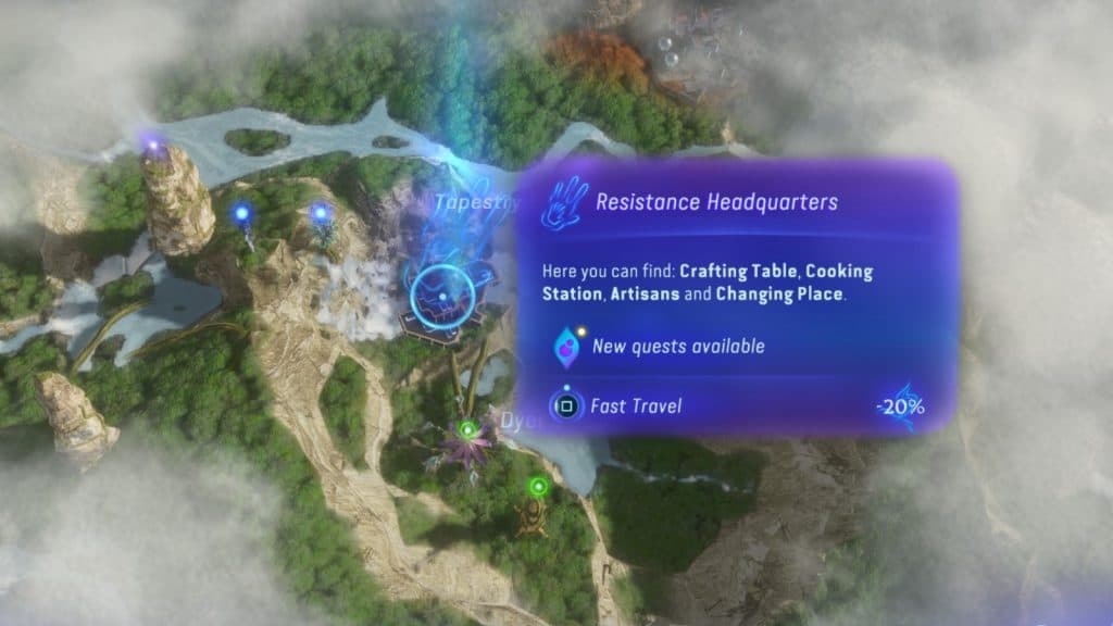 an image of fast travel in Avatar: Frontiers of Pandora