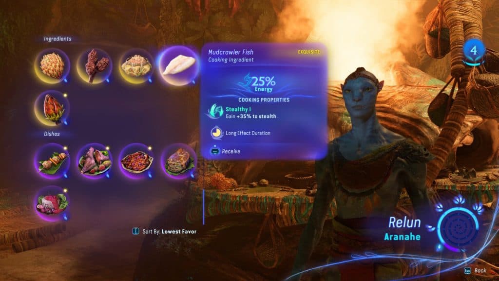 an image of a Na'vi selling food in exchange for Clan Favor in avatar frontiers of pandora