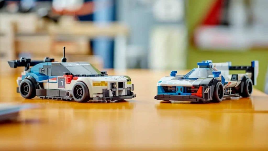 The LEGO Speed Champions BMW M4 GT3 & BMW M Hybrid V8 Race Cars on display