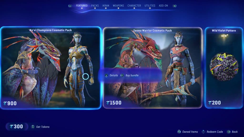 Avatar Frontiers of Pandora Microtransactions Cosmetic packs