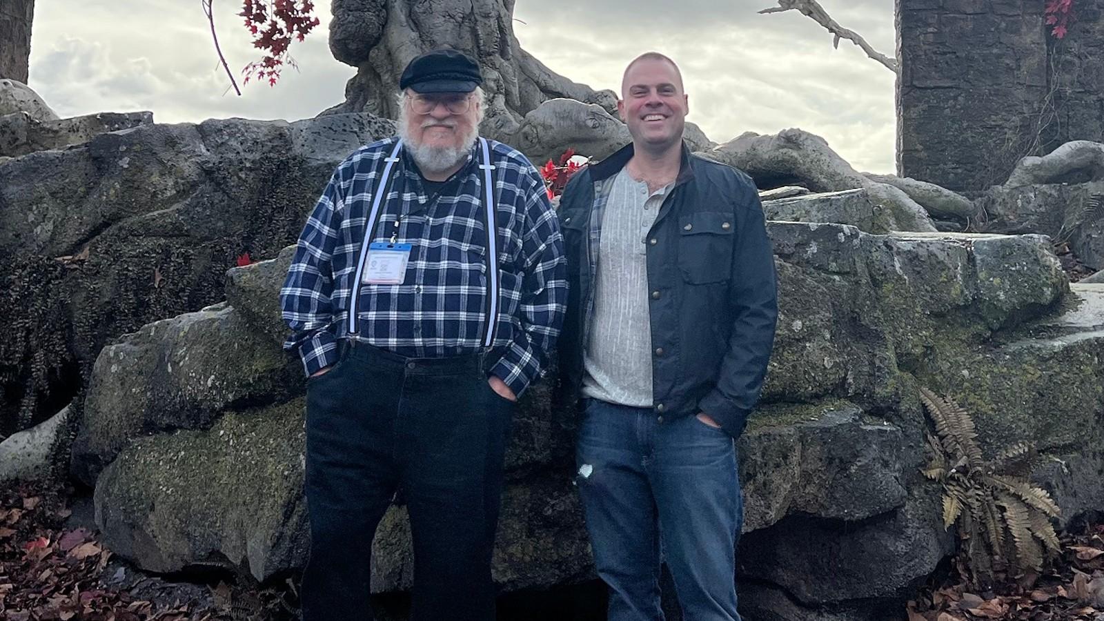 George R.R. Martin on the set of House of the Dragon Season 2
