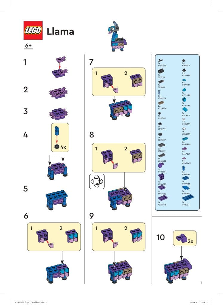 
LEGO Fortnite Loot Llama instructions page 1