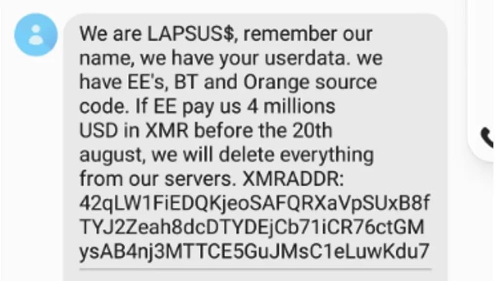 Text evidence from Lapsus$ hacking case