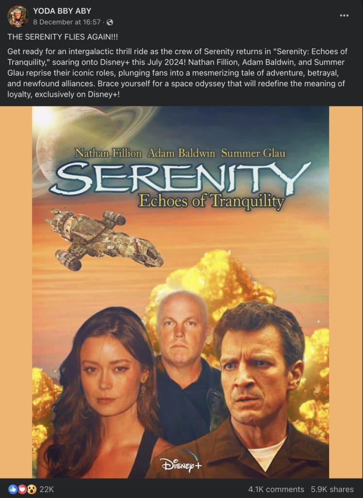 The fake poster for Serenity: Echoes of Tranquility
