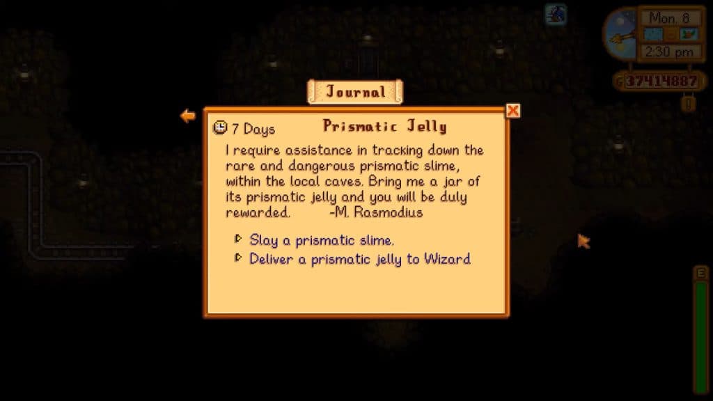 An image of the special order from the Wizard in Stardew Valley.