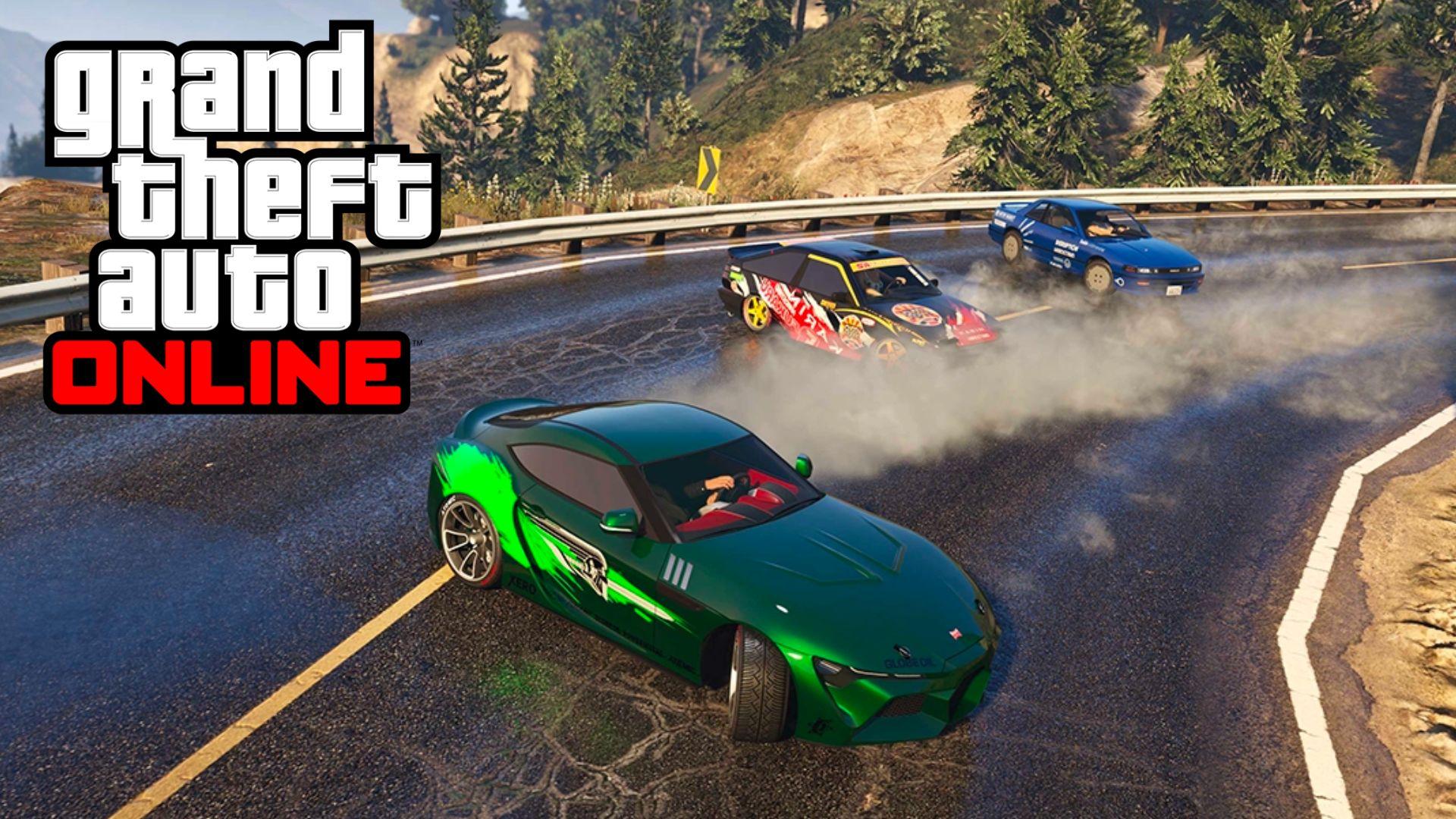 GTA Online cars drifting on hill in chop shop update