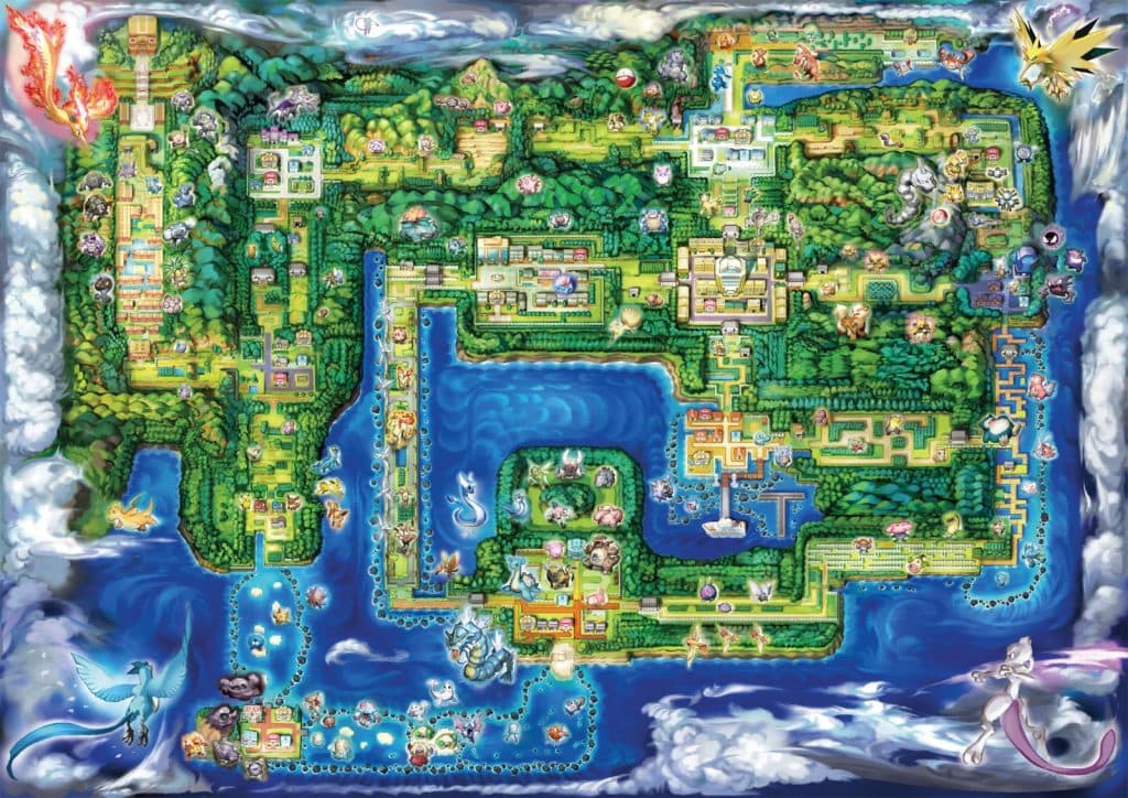 A map of the Kanto region from Pokemon Fire Red and Leaf Green