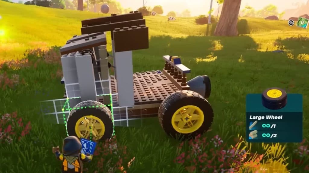 LEGO Fortnite side view of the car.