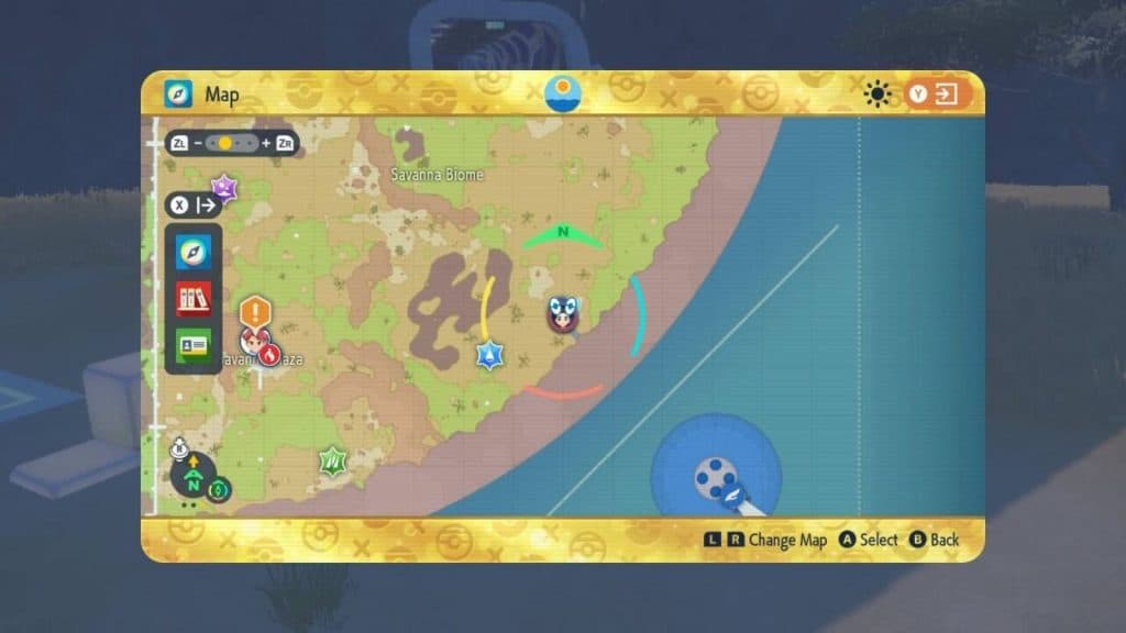 A map is visible of The Terrarium from Pokemon Scarlet & Violet