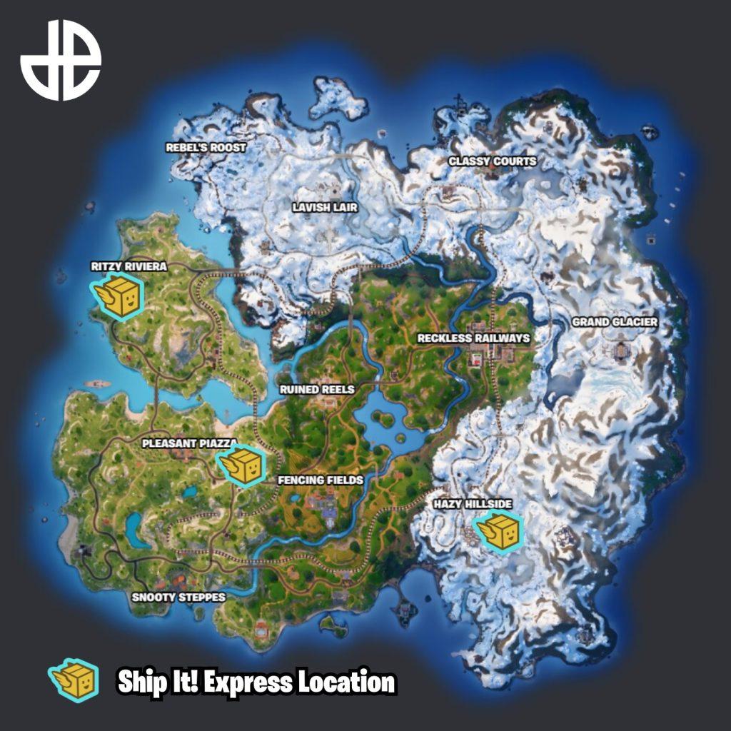 Ship It! Express locations map in Fortnite