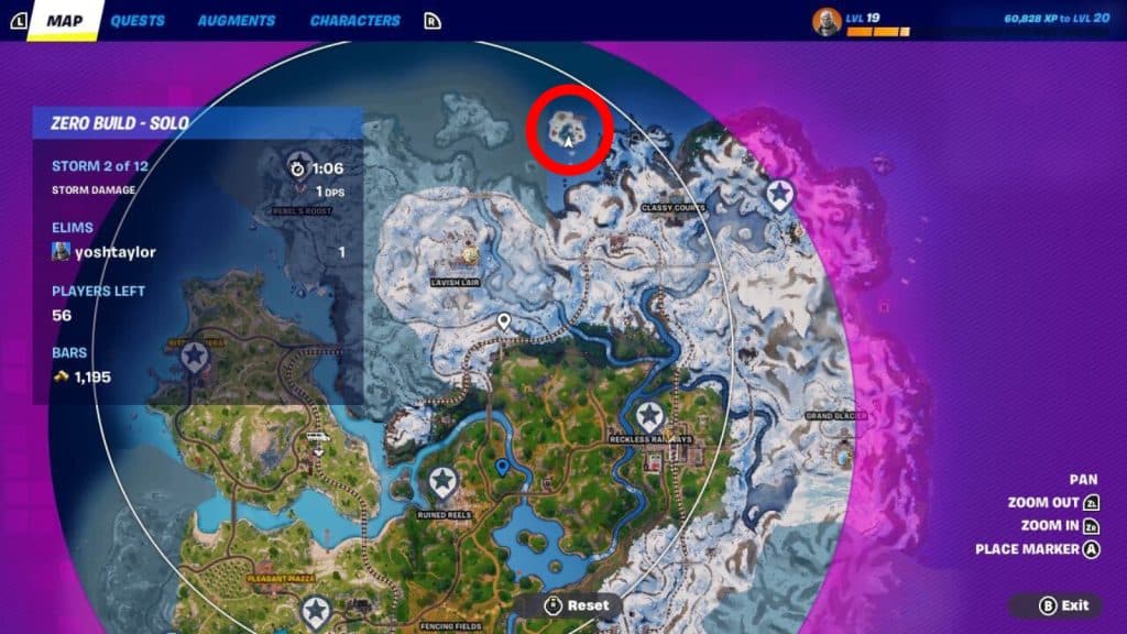 Fortnite Sgt Winter exact location on the map of Winterburg.