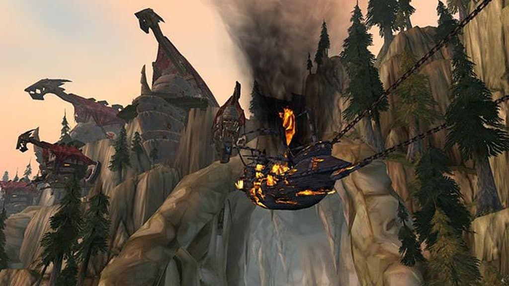 A burning ship in World of Warcraft Wrath of the Lich King