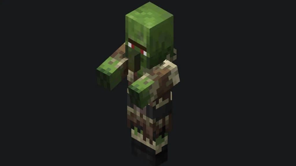 An image of a zombie villager in Minecraft.