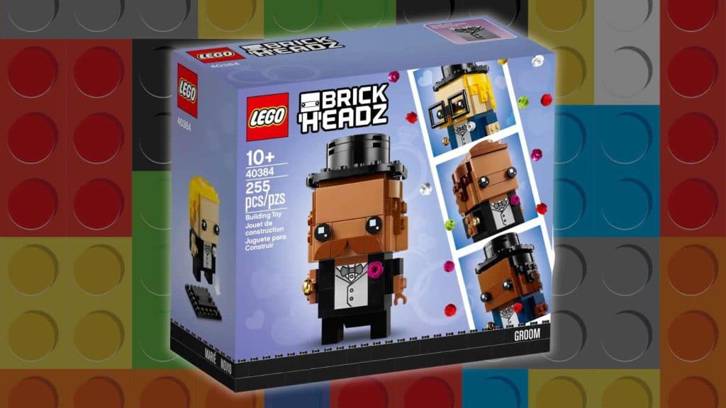 LEGO BrickHeadz Wedding Groom set on a LEGO background.
