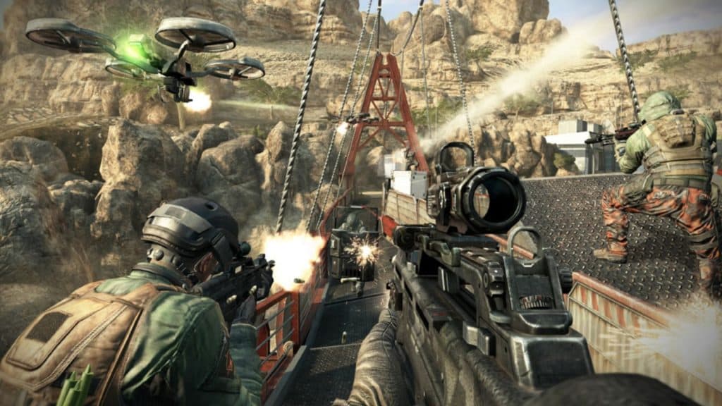 Black Ops 2 soldier's fighting on a bridge