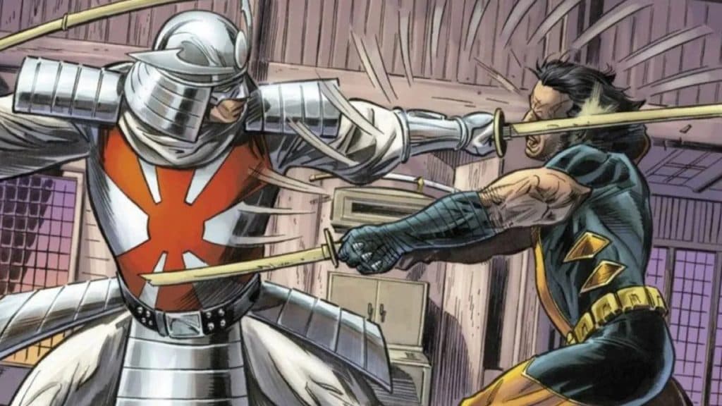 Wolverine fights Silver Samurai