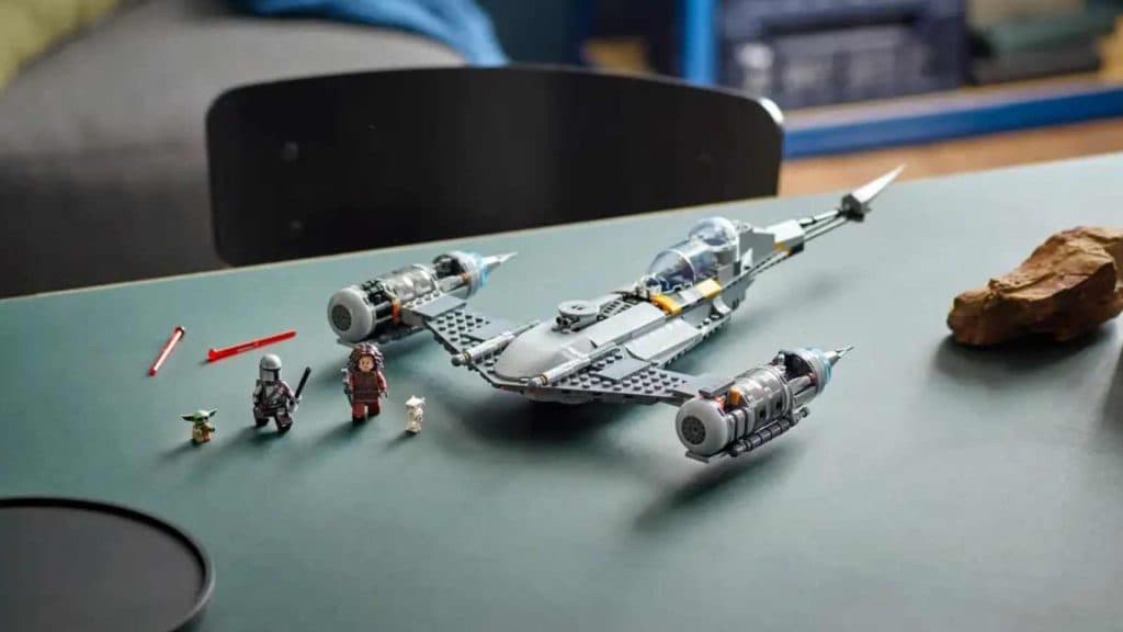 The LEGO Star Wars The Mandalorian's N-1 Starfighter on display