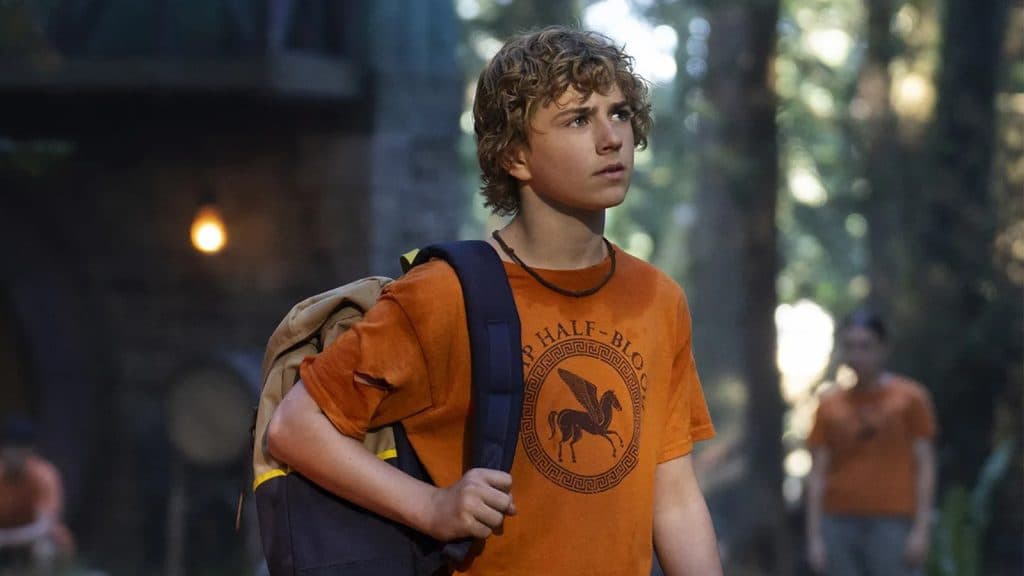 Percy Jackson carrying a rucksack.