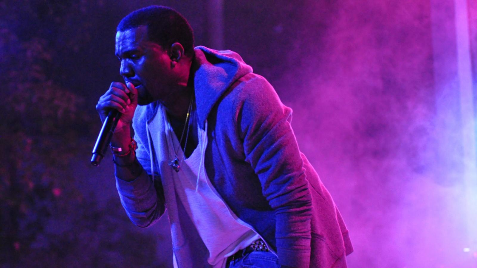 Kanye West performing in concert