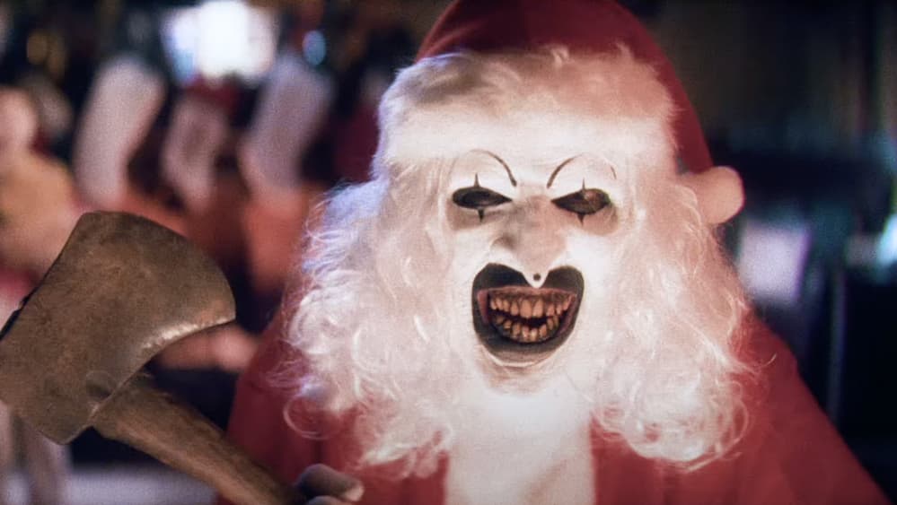 Art the Clown in a Santa costume in Terrifier 3