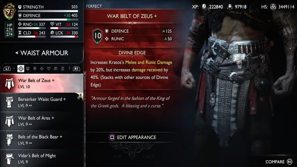 Zeus Armor Set in God of War Ragnarok