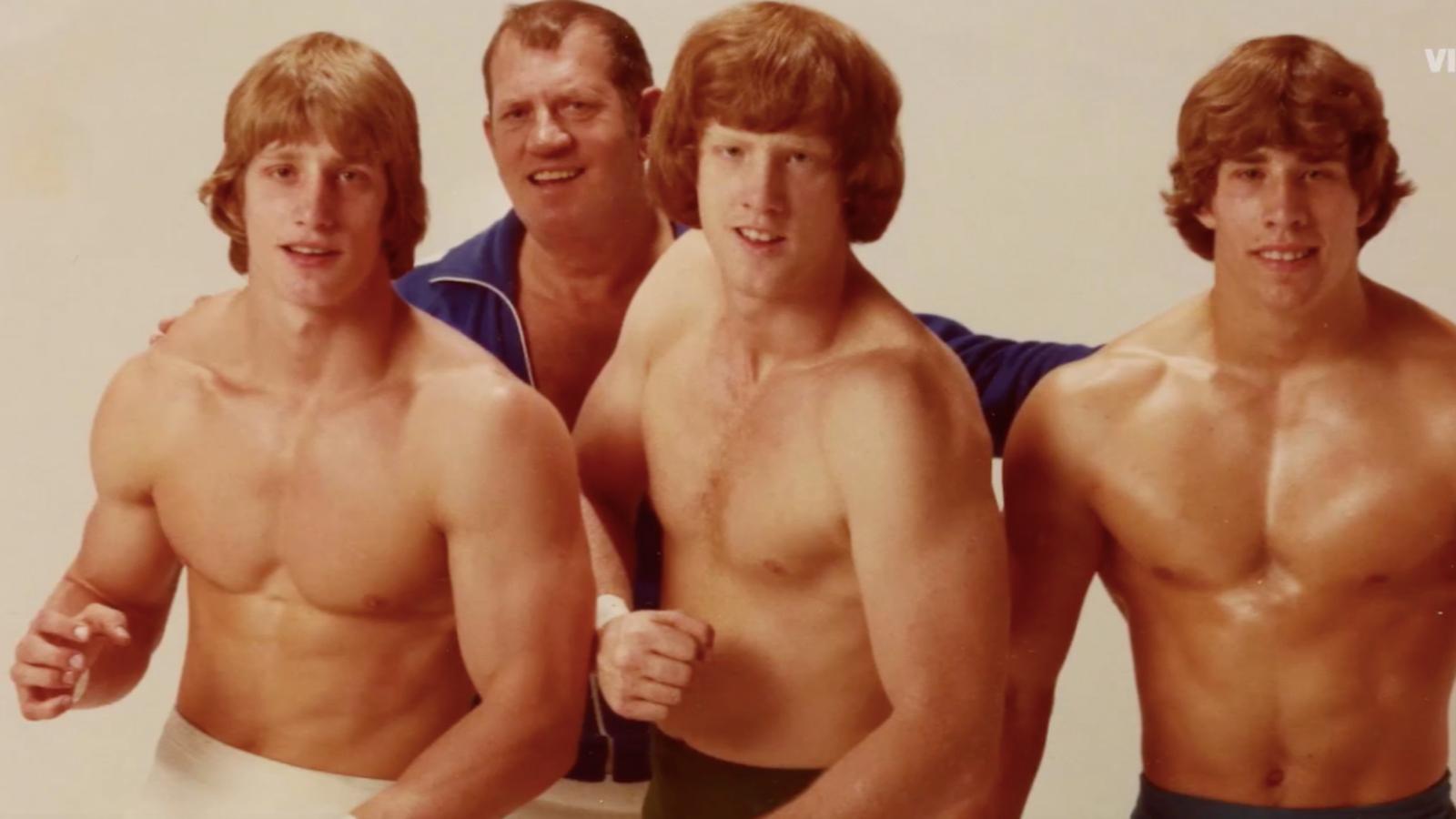 Kevin, Kerry, and David Von Erich with their father