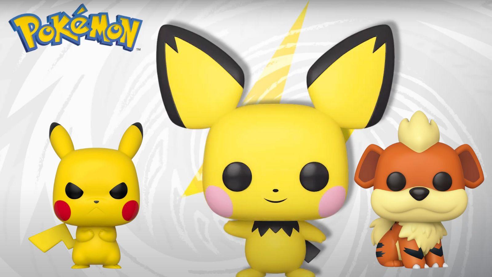 Pokemon Funko pops with Pichu, Pikachu and Growlithe