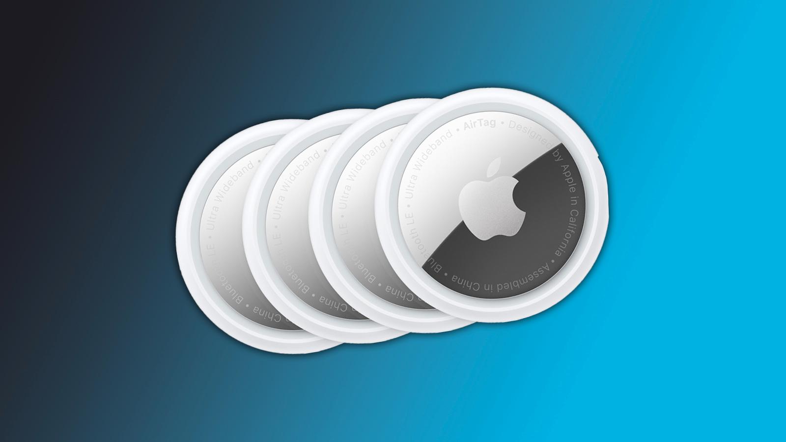 apple airtags on blue and black gradient background