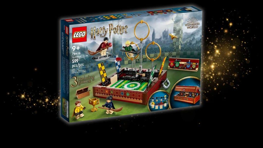 LEGO-reimagined Quidditch Trunk on a black background with a 'magic' graphic.