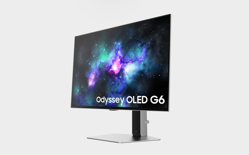 Image of Odyssey G6 OLED gaming monitor, on a white background.