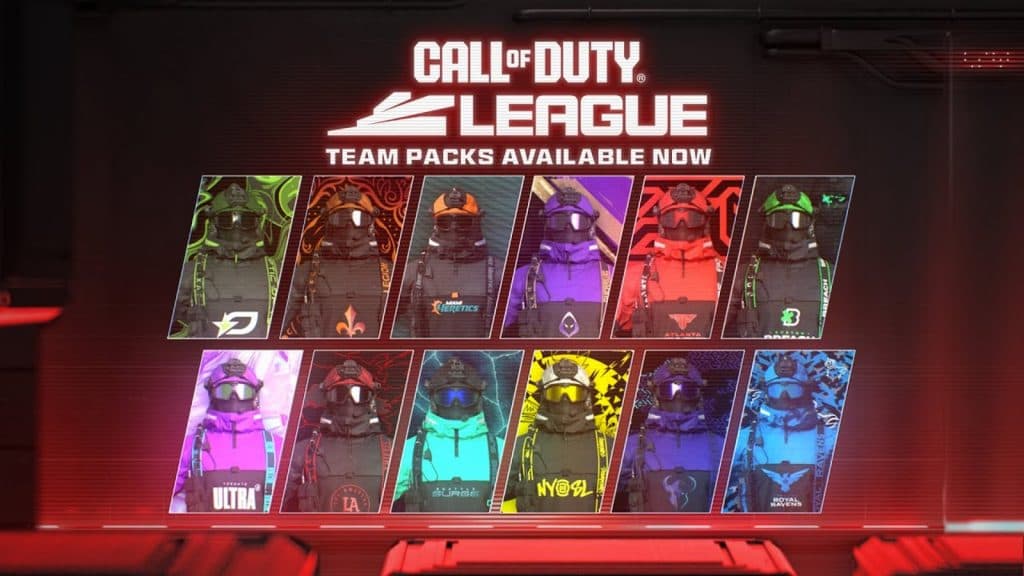 An image of Call of Duty team league packs in 2024.