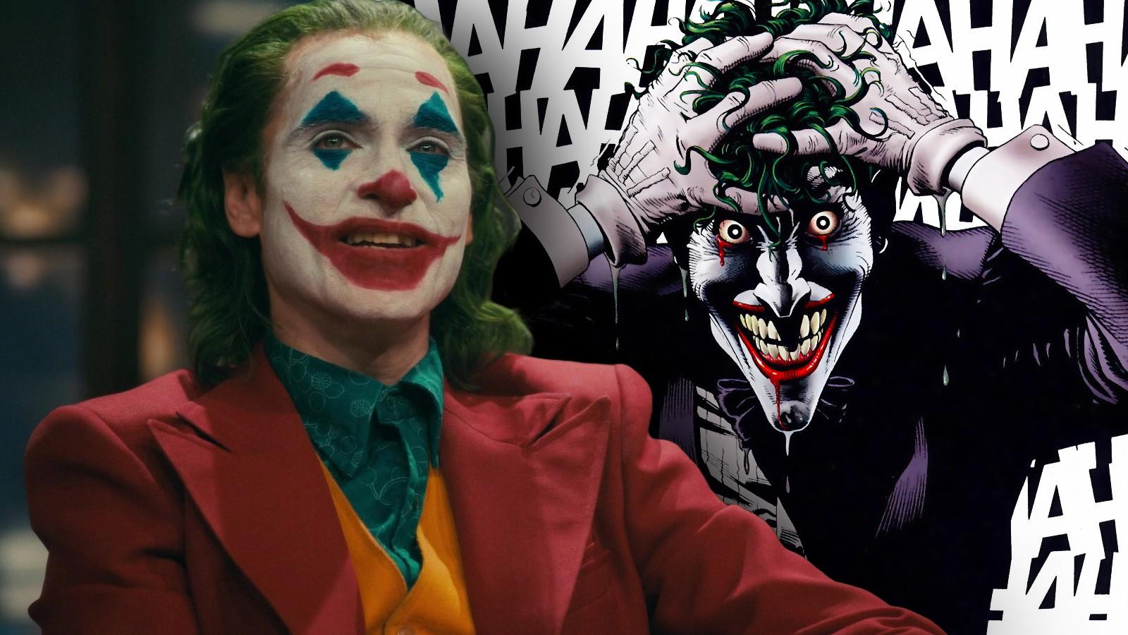 Joaquin Phoenix as the Joker and a still from The Killing Joke