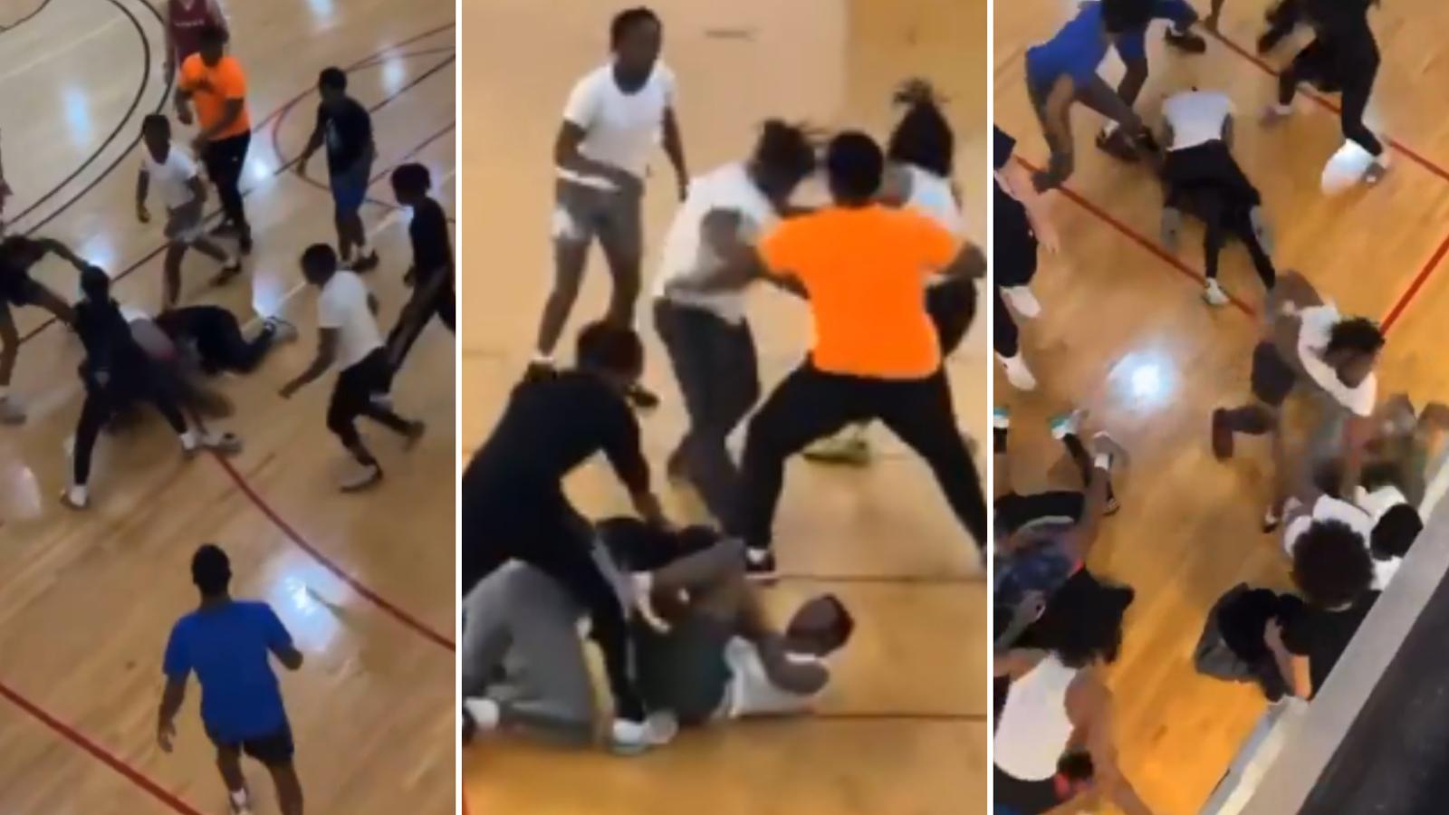 wild basketball brawl at YMCA