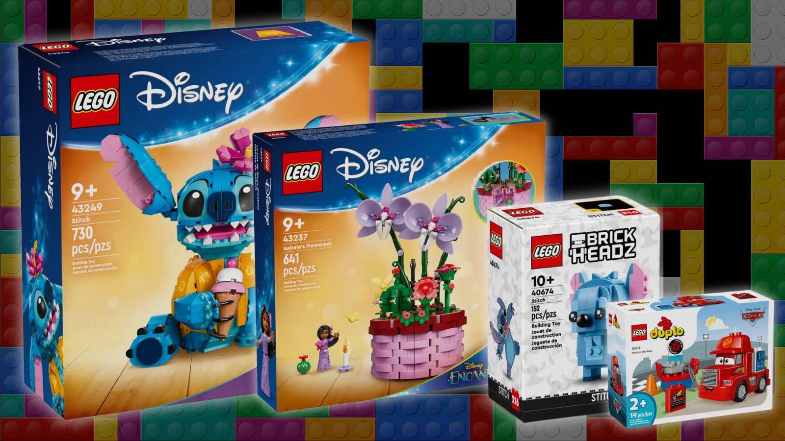 The new Disney-inspired LEGO sets coming in 2024 on a LEGO background