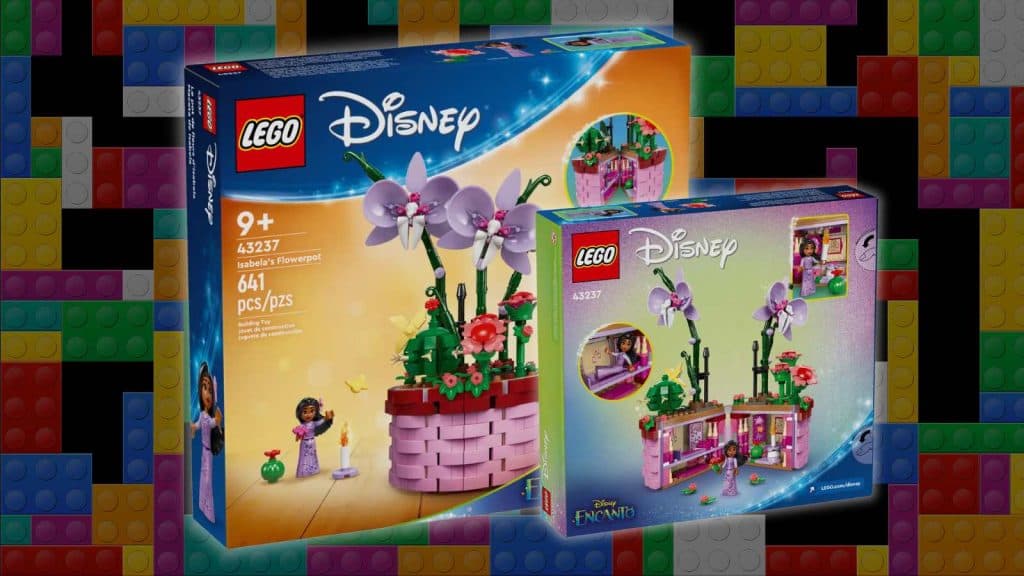 LEGO Disney Isabela's Flowerpot set on a LEGO background