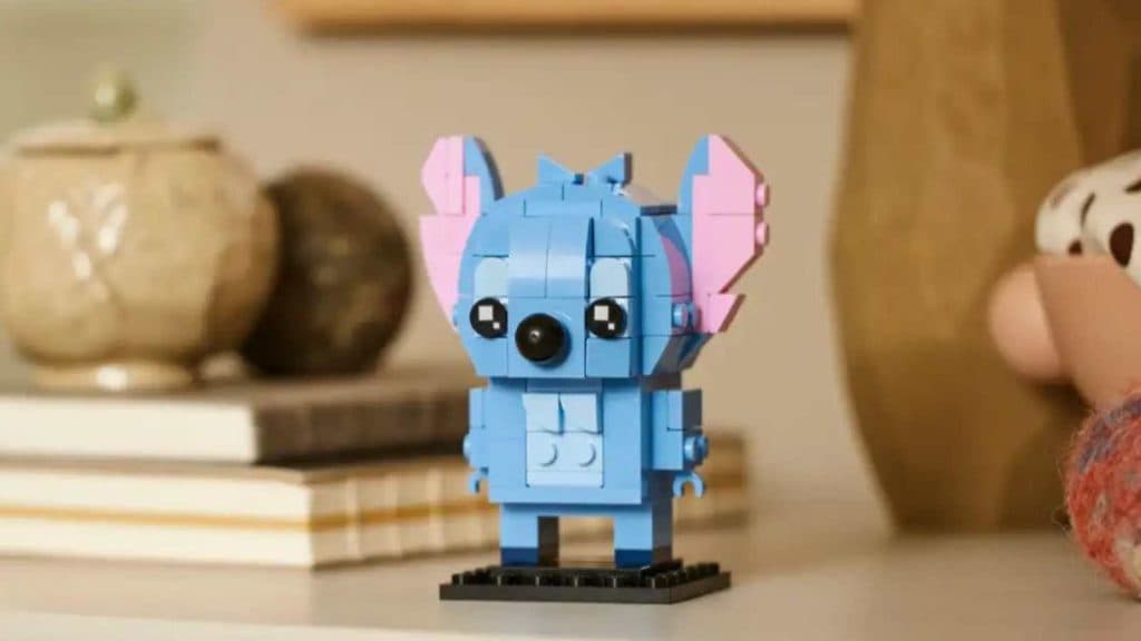 LEGO BrickHeadz Disney-inspired Stitch on display